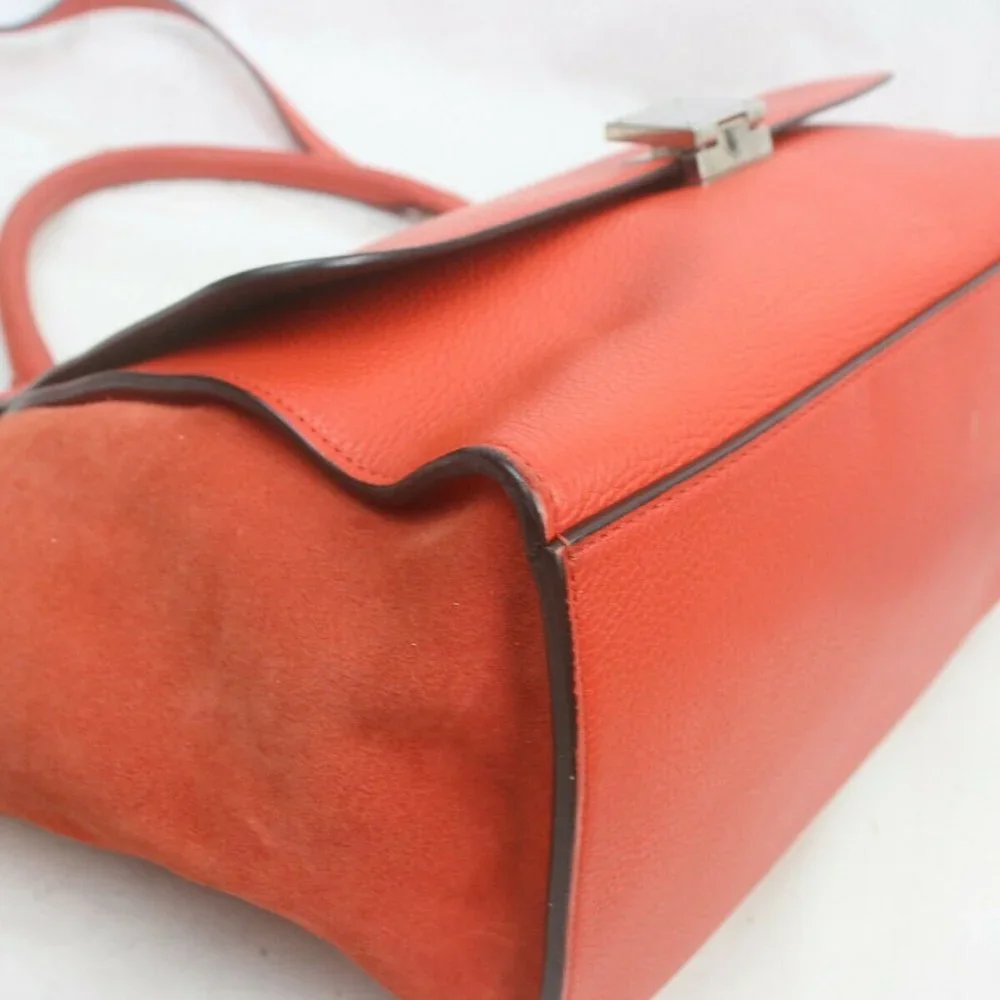 AUTHENTIC CELINE Hand Bag Red Leather